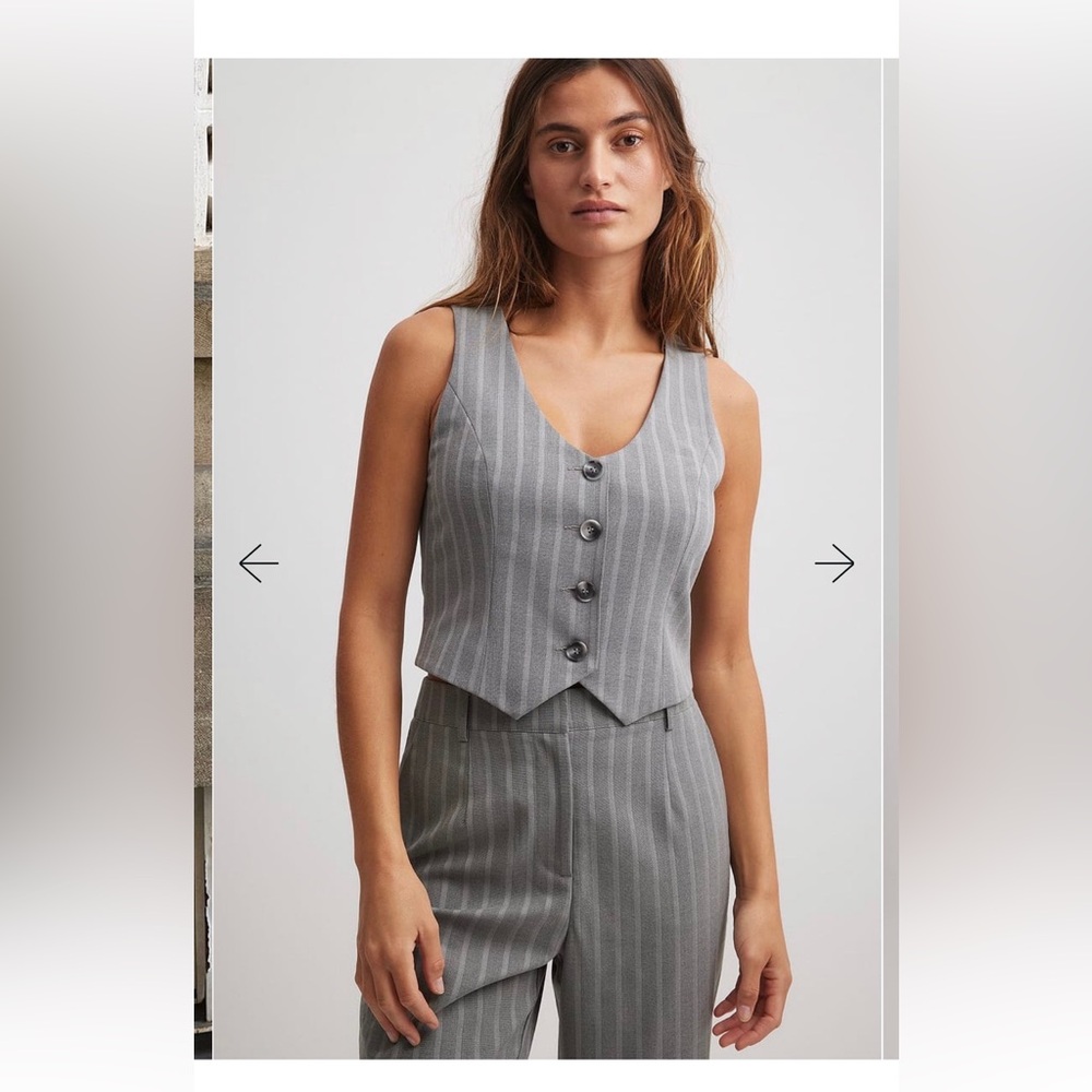 Na-Kd Gray Striped Women's Vest - Picture 4 of 4